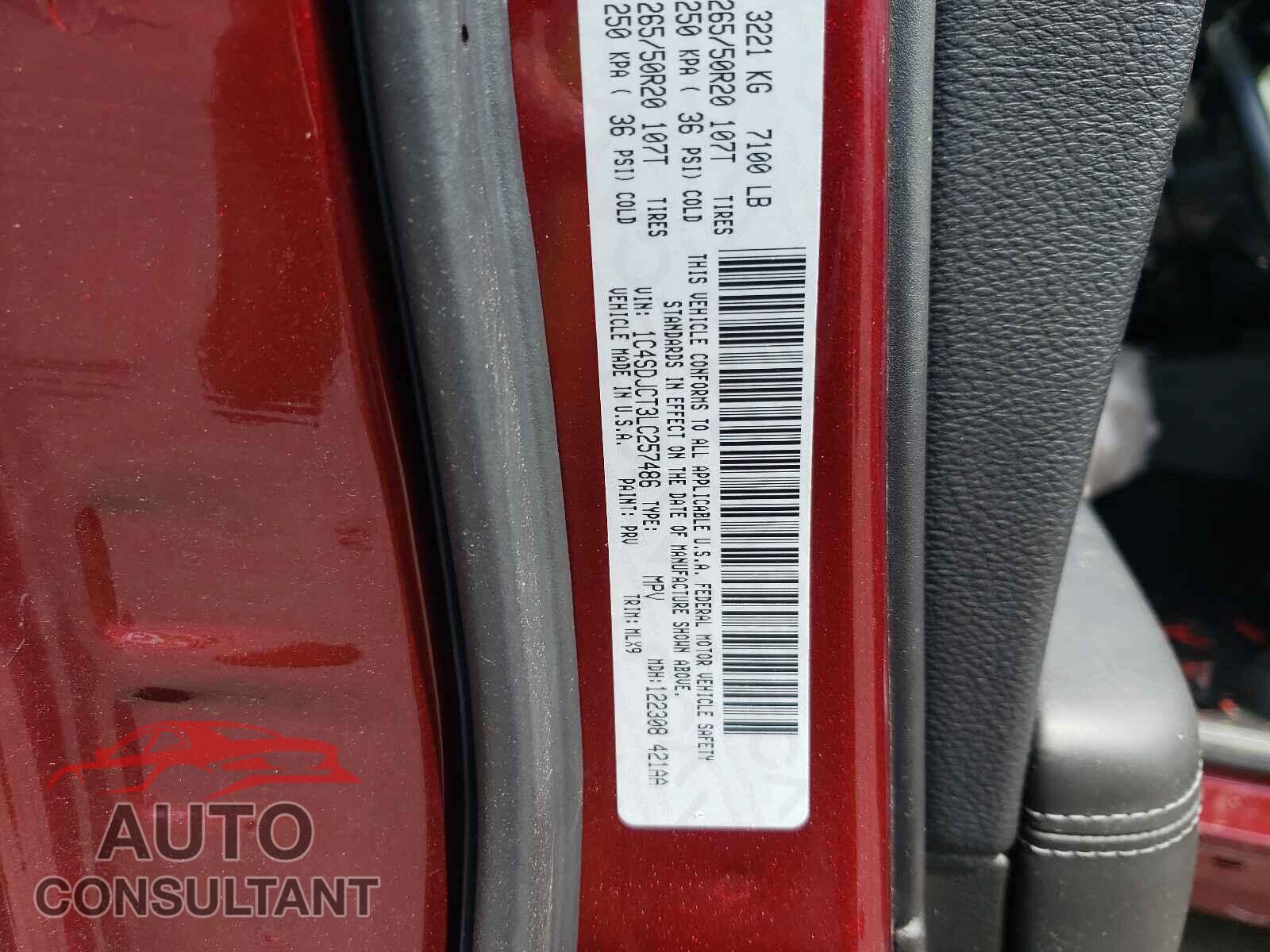 DODGE DURANGO 2020 - 1C4SDJCT3LC257486
