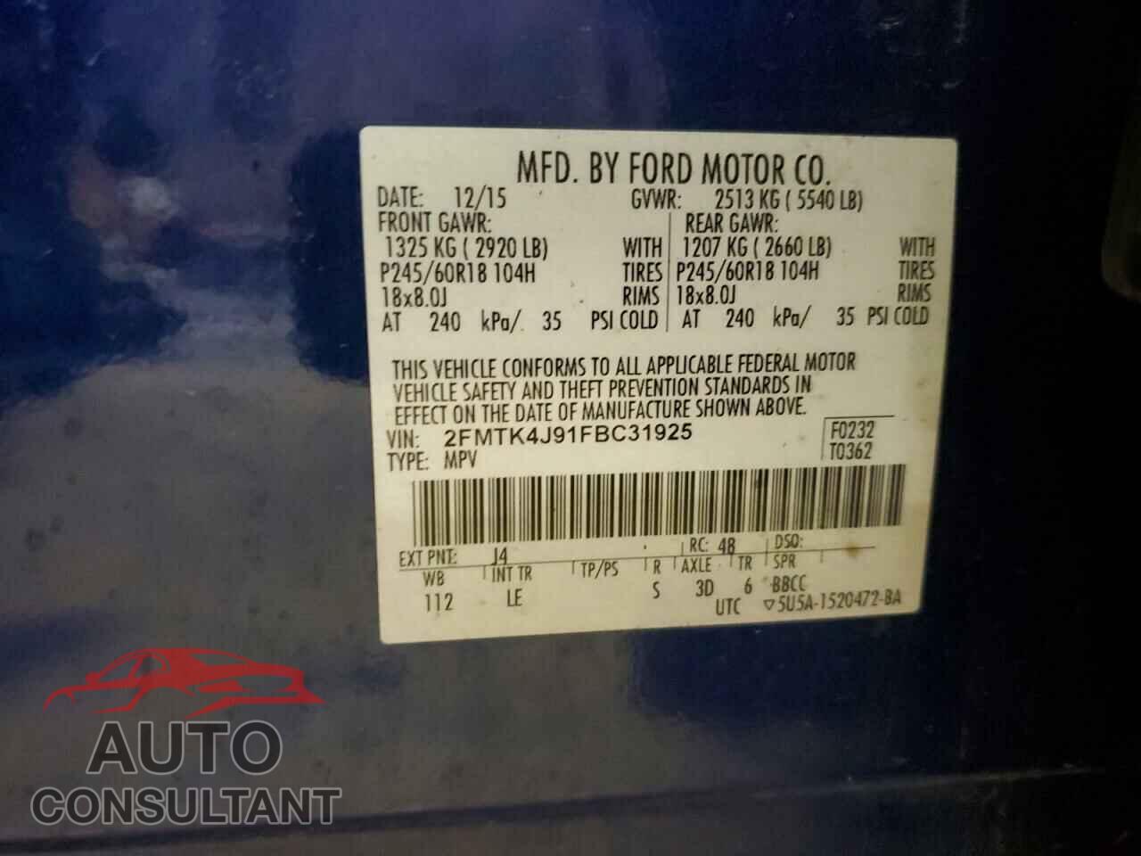 FORD EDGE 2015 - 2FMTK4J91FBC31925