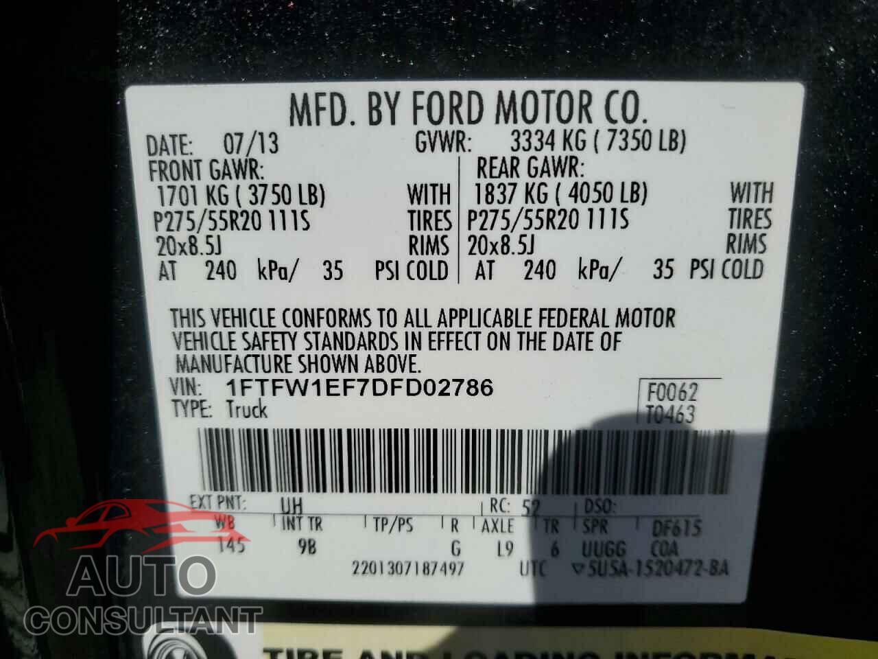 FORD F-150 2013 - 1FTFW1EF7DFD02786