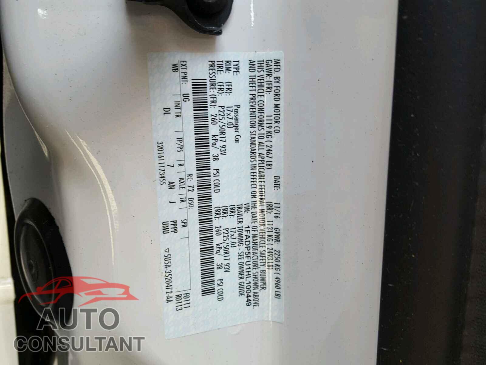 FORD CMAX 2017 - 1FADP5FU1HL100449