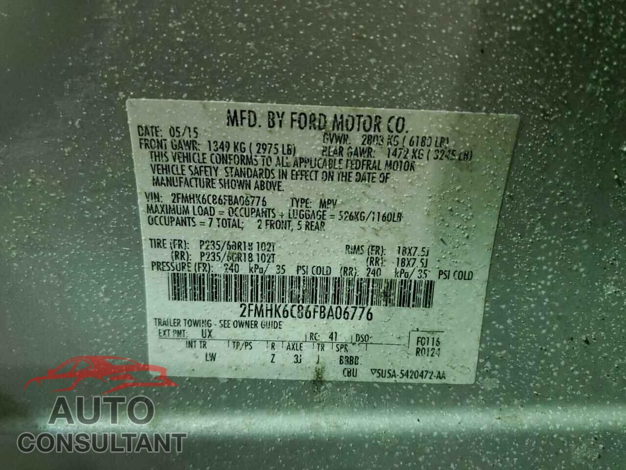 FORD FLEX 2015 - 2FMHK6C86FBA06776