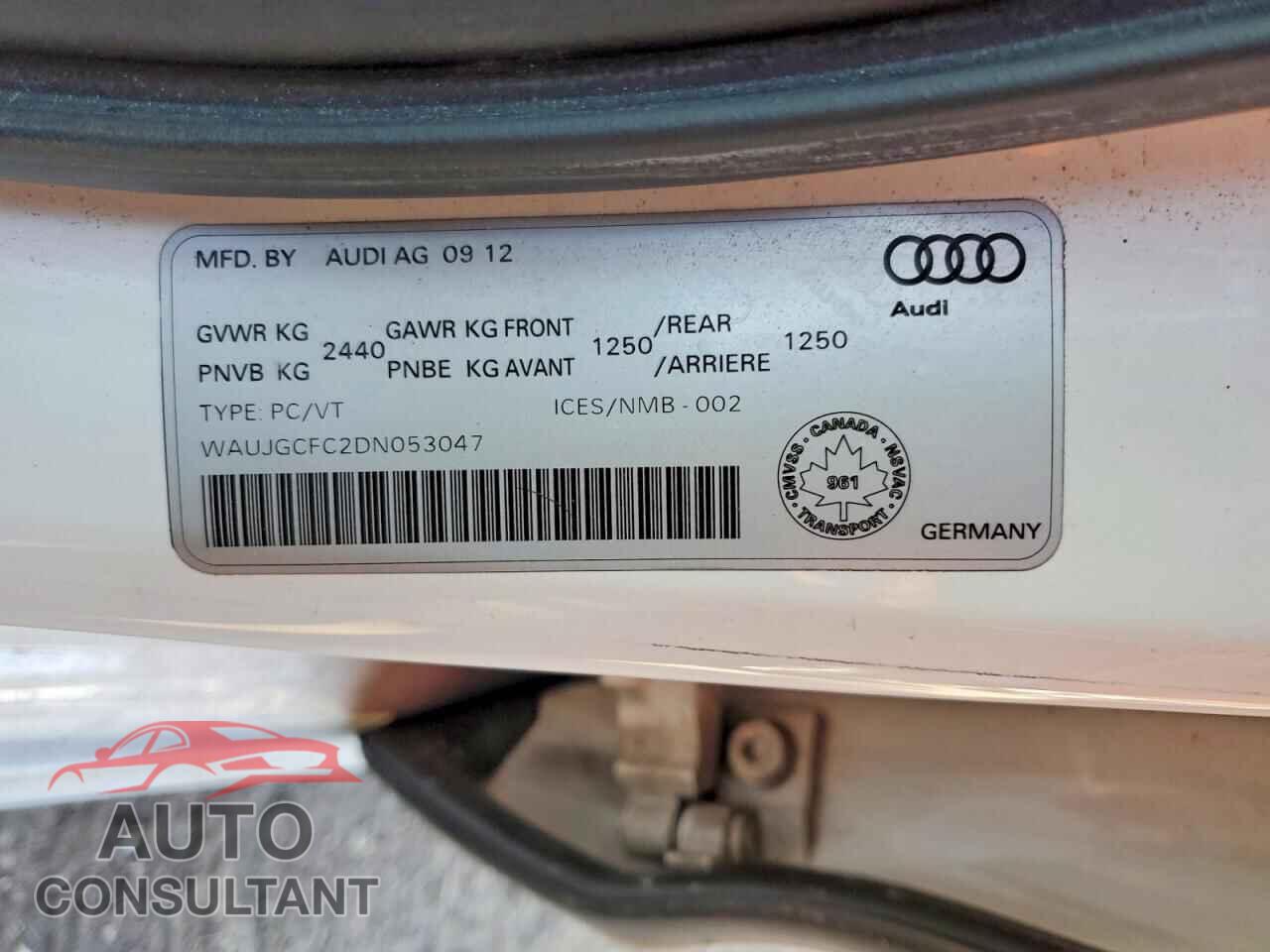 AUDI A6 2013 - WAUJGCFC2DN053047