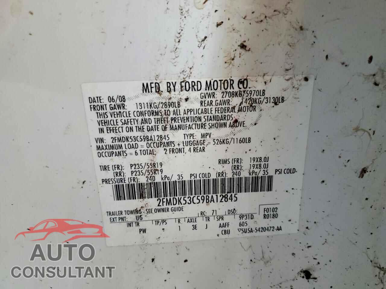 FORD FLEX 2009 - 2FMDK53C59BA12845