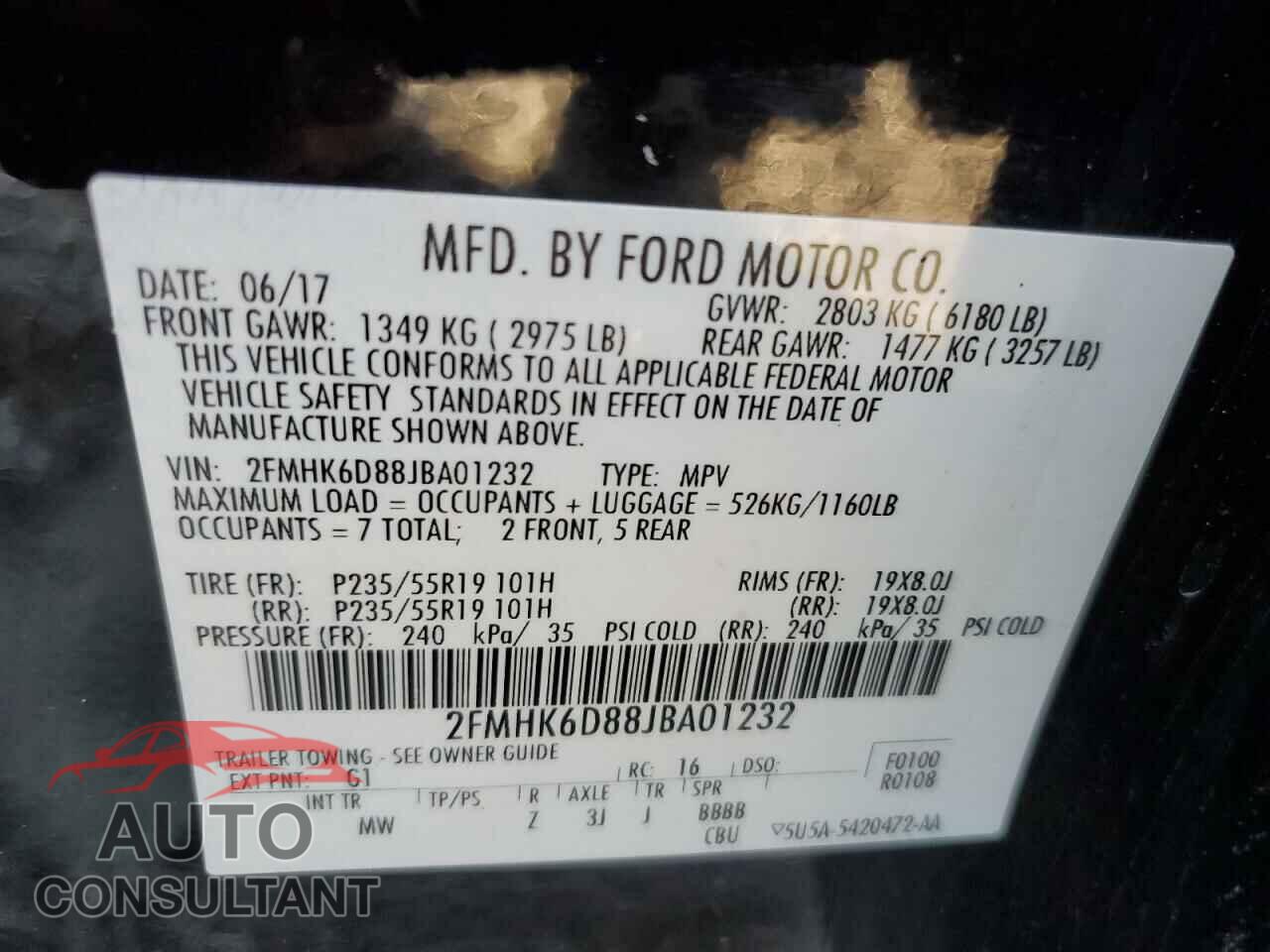 FORD FLEX 2018 - 2FMHK6D88JBA01232