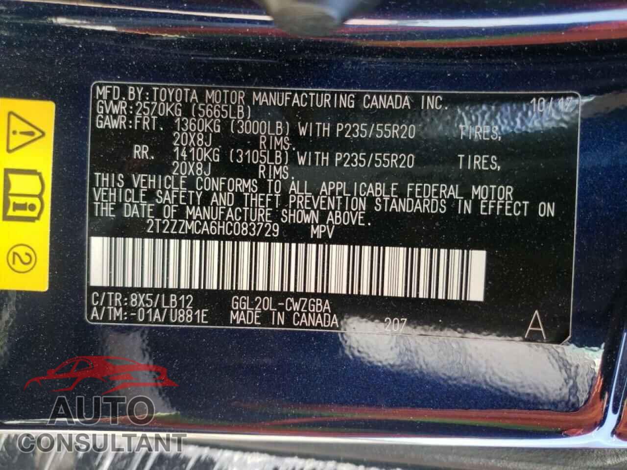 LEXUS RX350 2017 - 2T2ZZMCA6HC083729