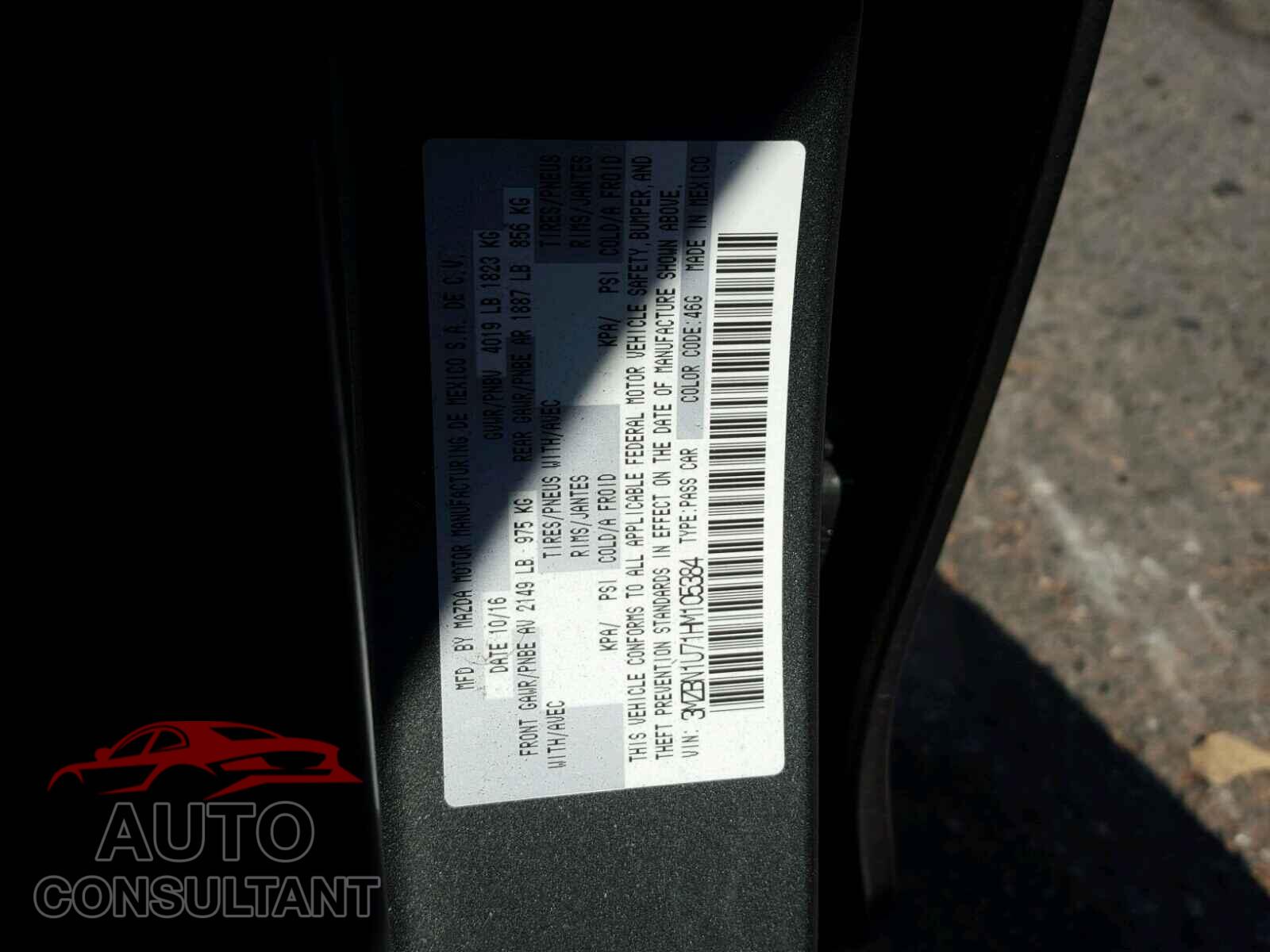 MAZDA 3 2017 - 3MZBN1U71HM105384