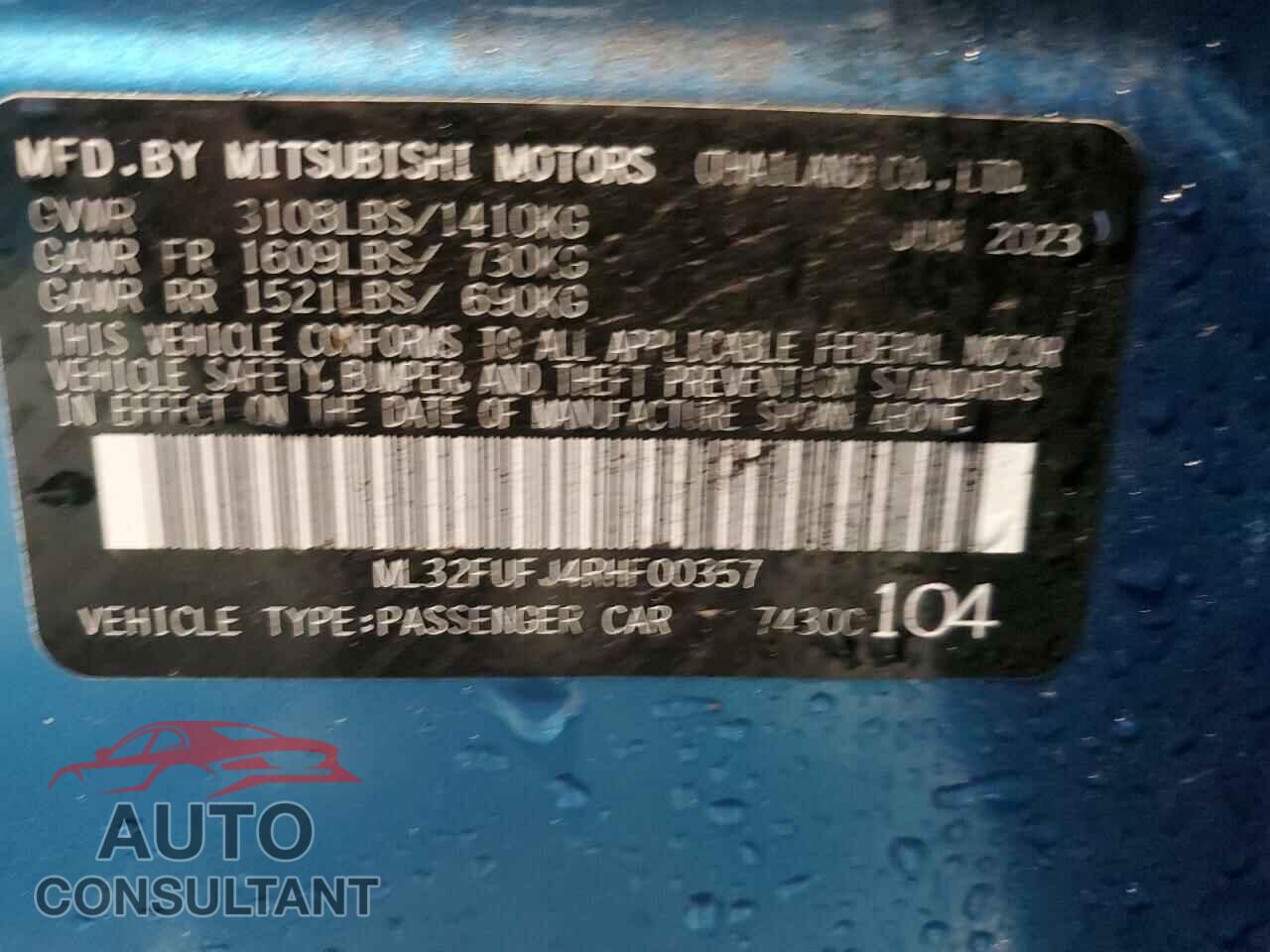 MITSUBISHI MIRAGE 2024 - ML32FUFJ4RHF00357