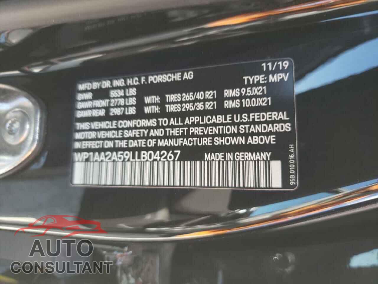 PORSCHE MACAN 2020 - WP1AA2A59LLB04267