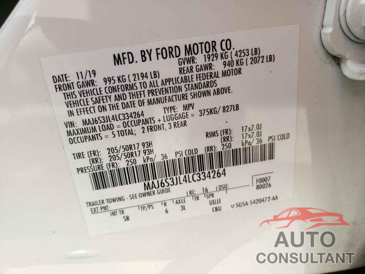 FORD ALL OTHER 2020 - MAJ6S3JL4LC334264