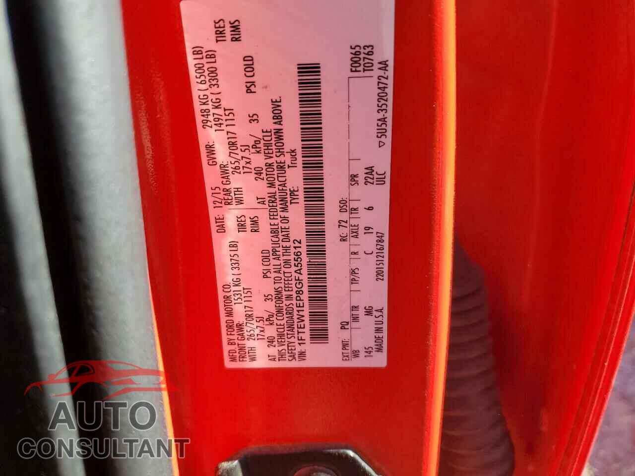 FORD F-150 2016 - 1FTEW1EP8GFA55612