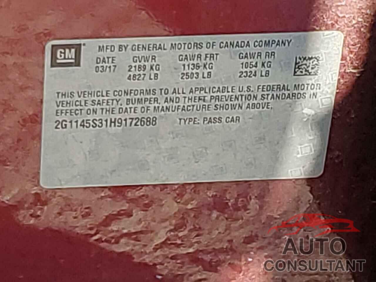 CHEVROLET IMPALA 2017 - 2G1145S31H9172688