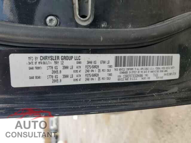 DODGE RAM 1500 2012 - 1C6RD7GT3CS284986