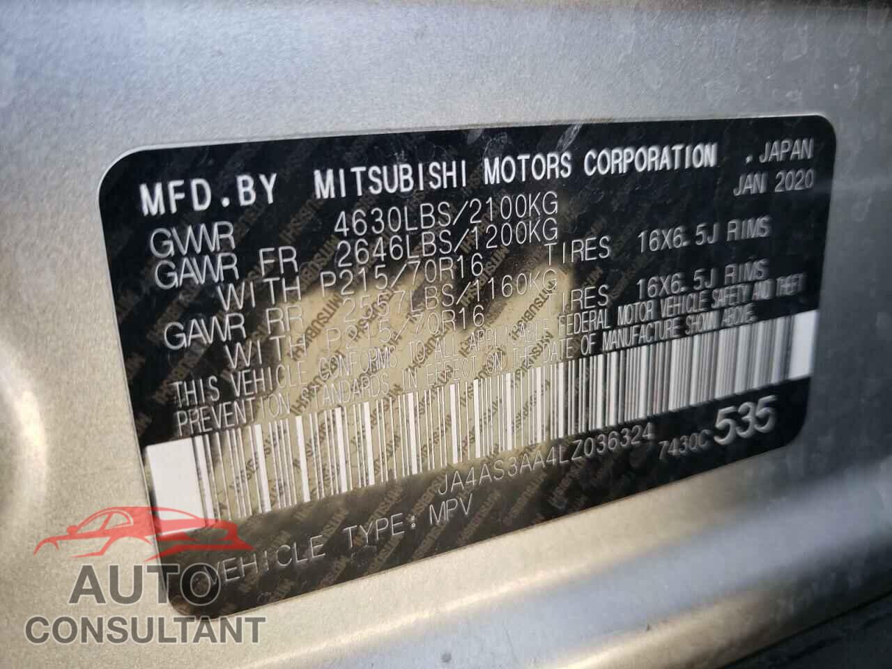 MITSUBISHI ECLIPSE 2020 - JA4AS3AA4LZ036324