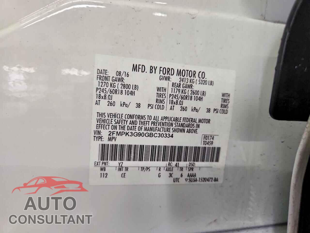 FORD EDGE 2016 - 2FMPK3G90GBC30334