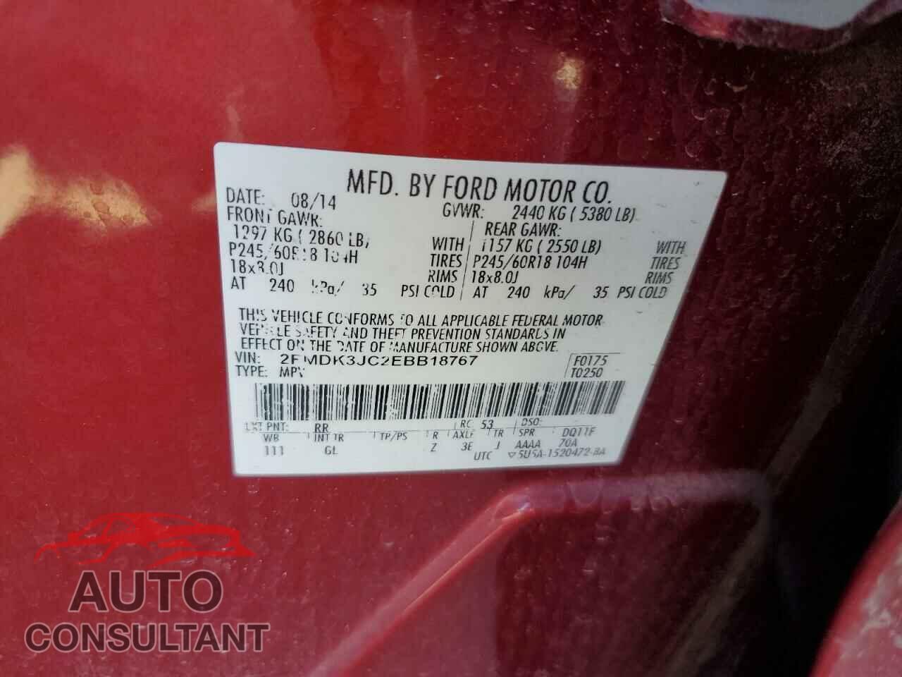 FORD EDGE 2014 - 2FMDK3JC2EBB18767