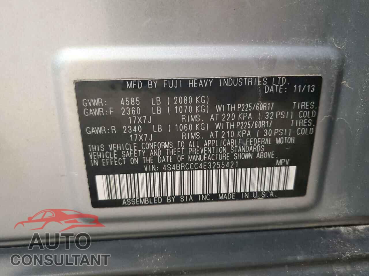 SUBARU OUTBACK 2014 - 4S4BRCCC4E3255421
