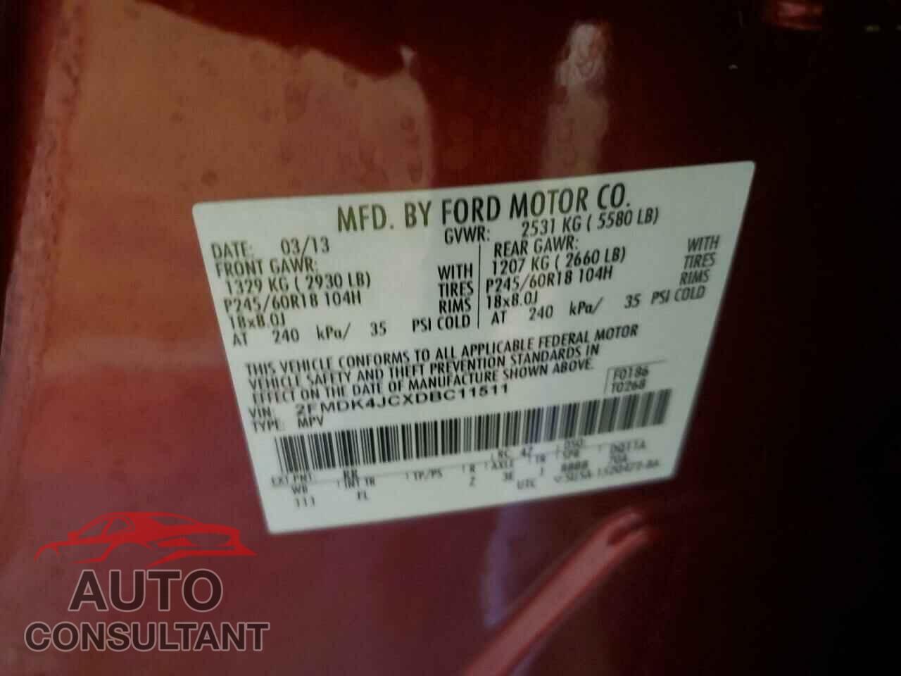 FORD EDGE 2013 - 2FMDK4JCXDBC11511