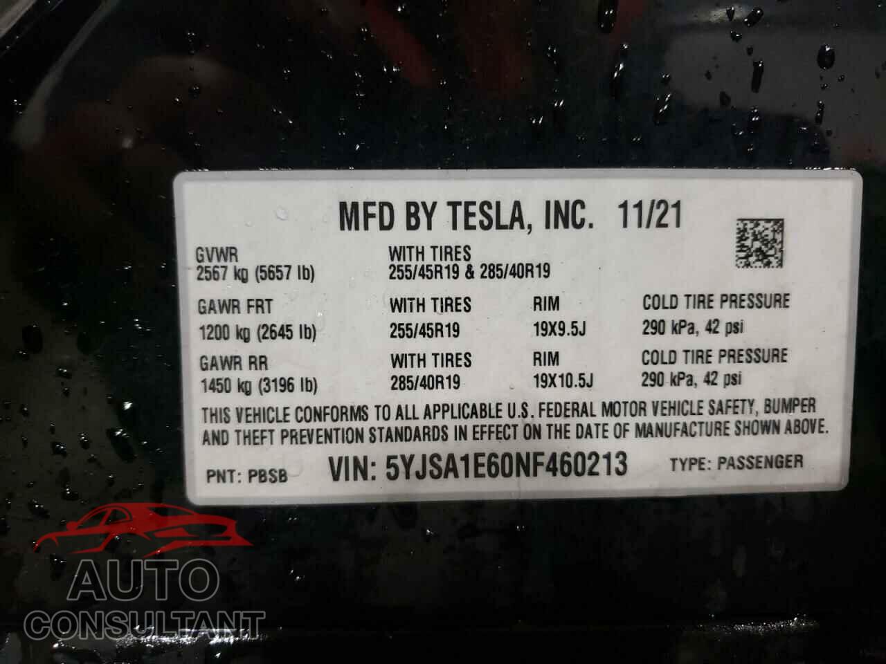TESLA MODEL S 2022 - 5YJSA1E60NF460213