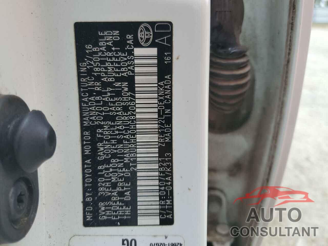 TOYOTA COROLLA 2017 - 2T1BURHE0HC820677