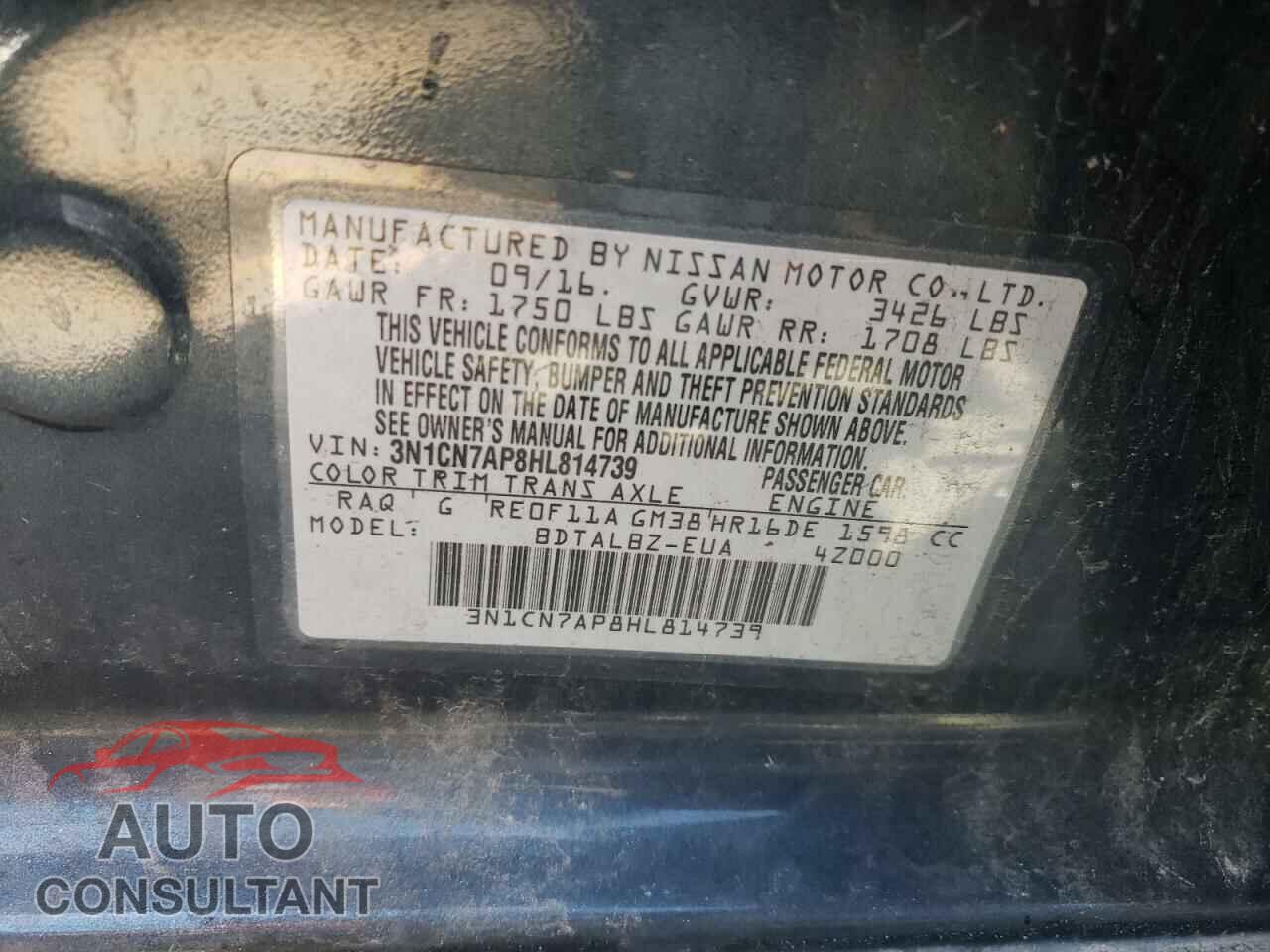 NISSAN VERSA 2017 - 3N1CN7AP8HL814739