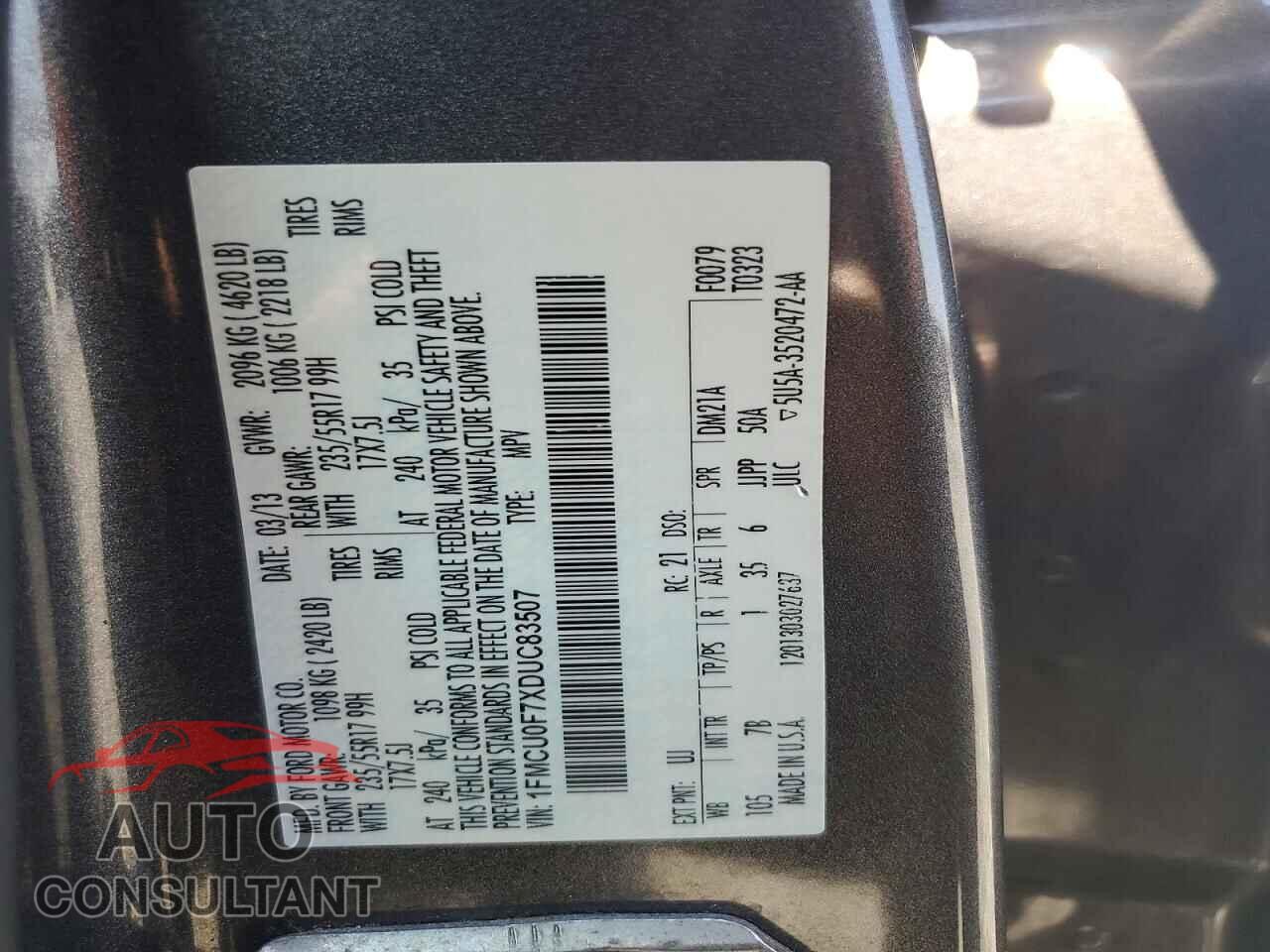 FORD ESCAPE 2013 - 1FMCU0F7XDUC83507