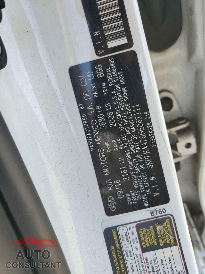 KIA FORTE 2017 - 3KPFK4A76HE062111