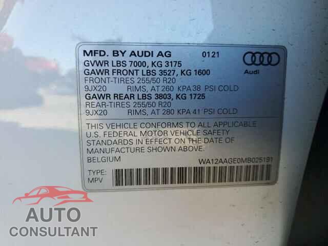 AUDI E-TRON 2021 - WA12AAGE0MB025191