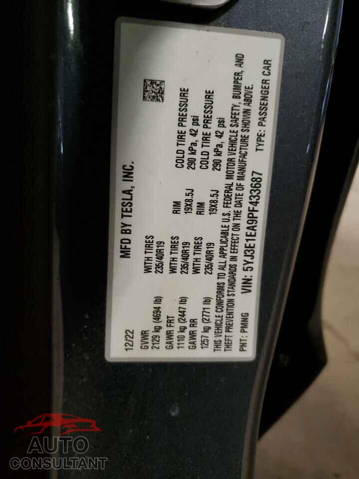 TESLA MODEL 3 2023 - 5YJ3E1EA9PF433687
