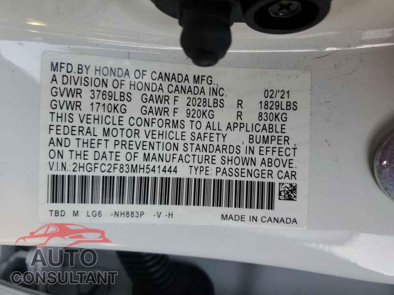 HONDA CIVIC 2021 - 2HGFC2F83MH541444