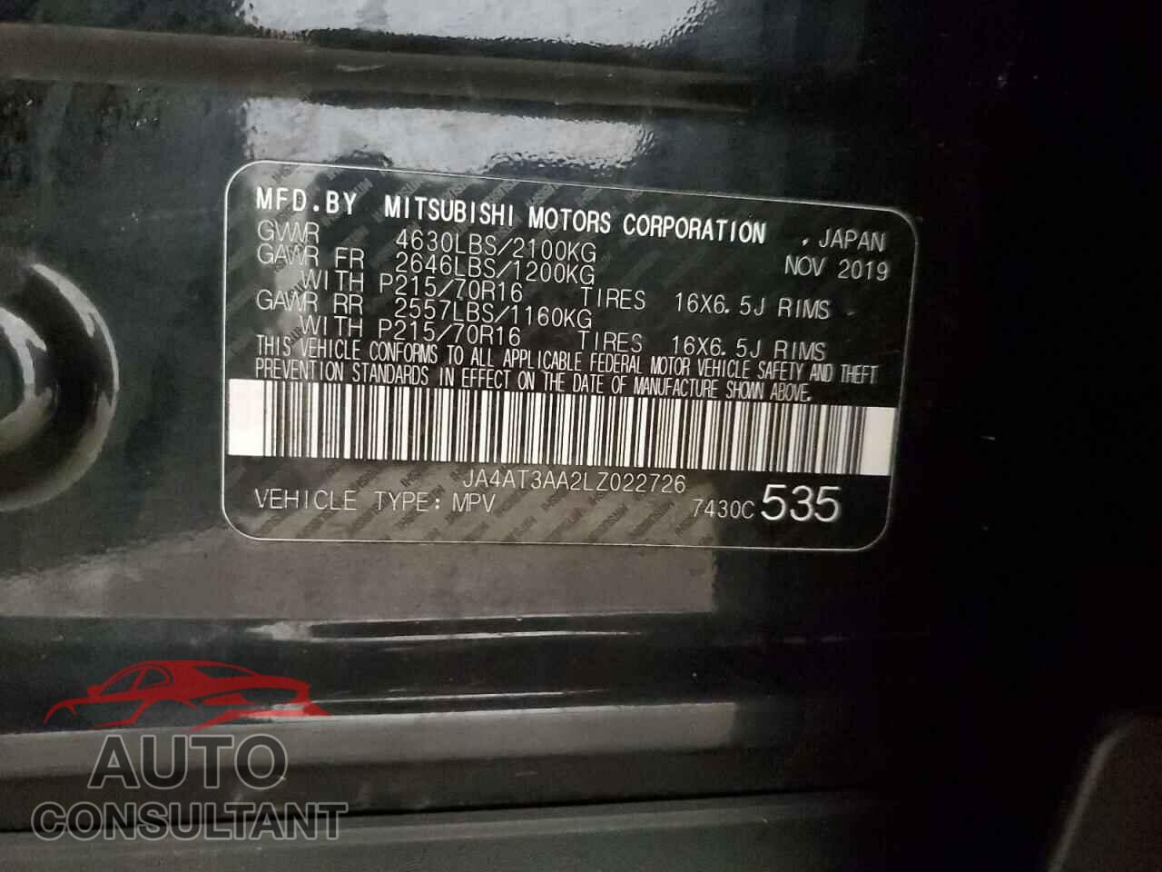 MITSUBISHI ECLIPSE 2020 - JA4AT3AA2LZ022726