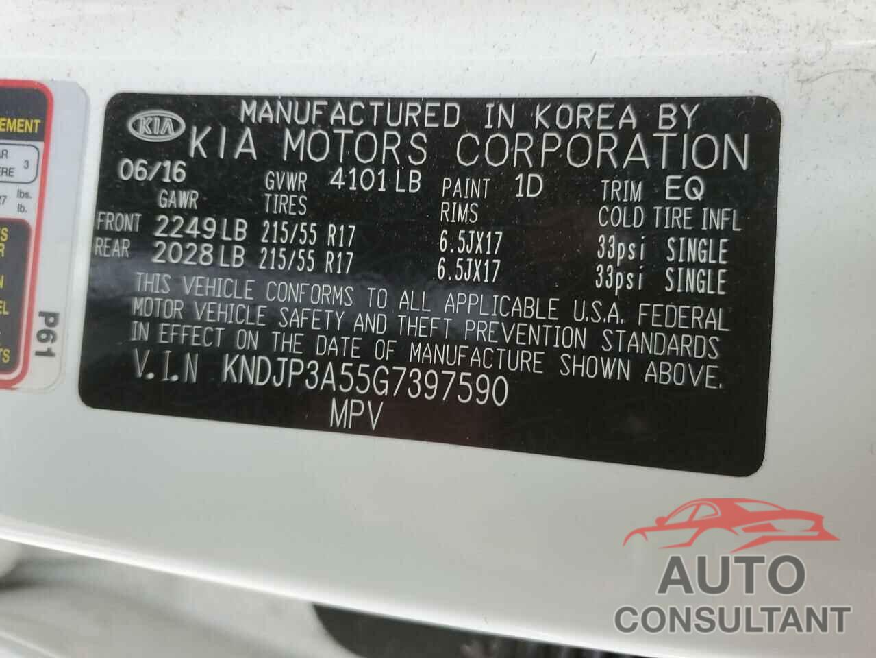 KIA SOUL 2016 - KNDJP3A55G7397590