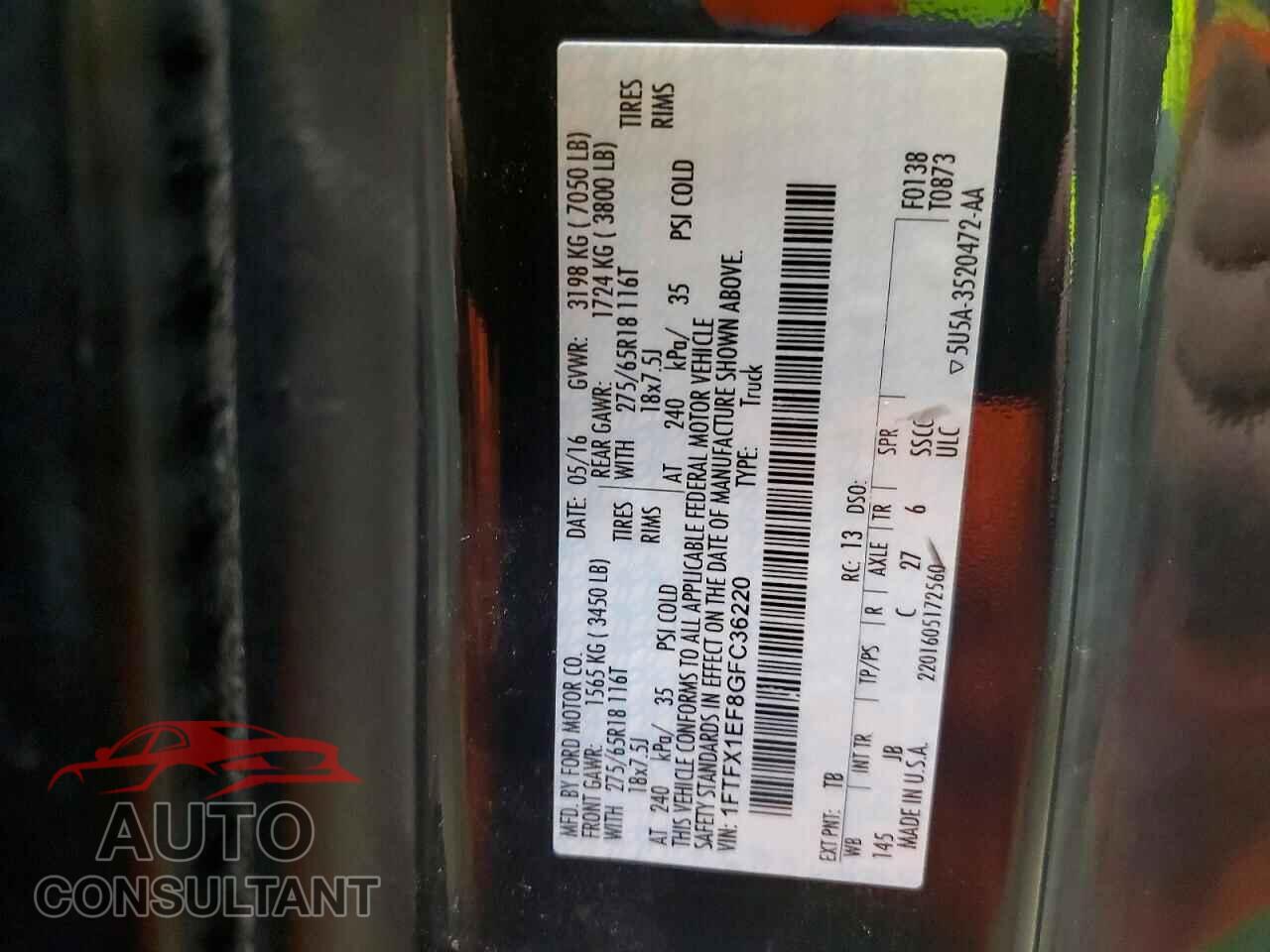 FORD F150 2016 - 1FTFX1EF8GFC36220