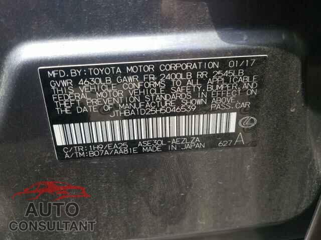 LEXUS IS 2017 - JTHBA1D25H5046539