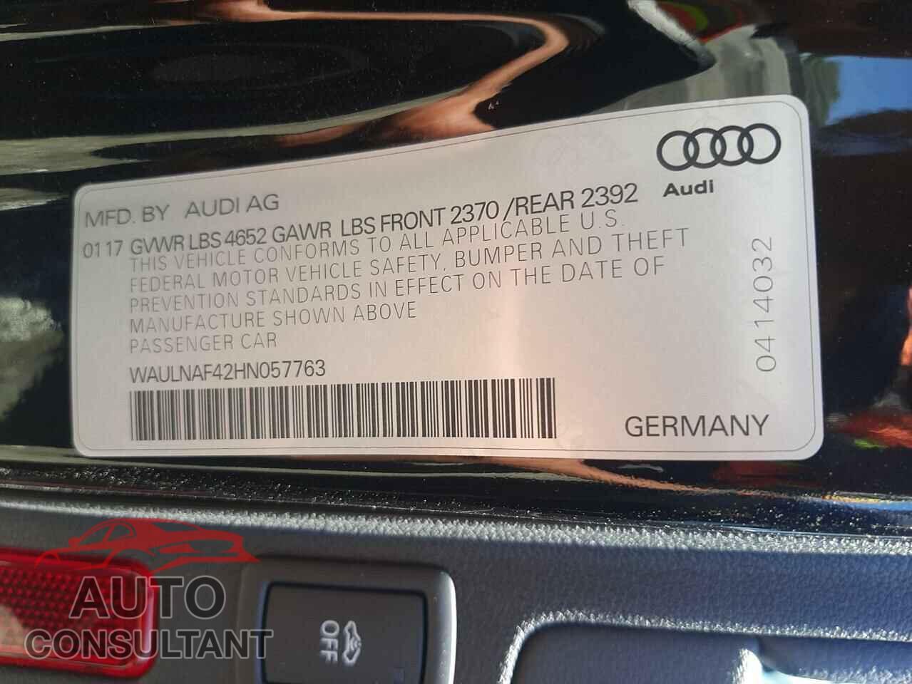 AUDI A4 2017 - WAULNAF42HN057763