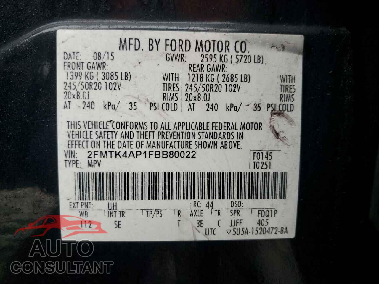 FORD EDGE 2015 - 2FMTK4AP1FBB80022
