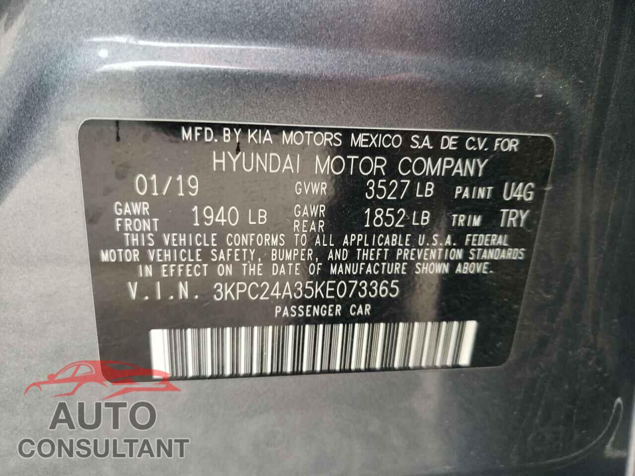 HYUNDAI ACCENT 2019 - 3KPC24A35KE073365