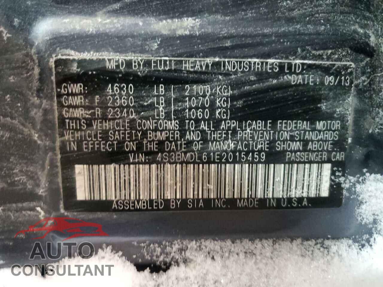 SUBARU LEGACY 2014 - 4S3BMDL61E2015459