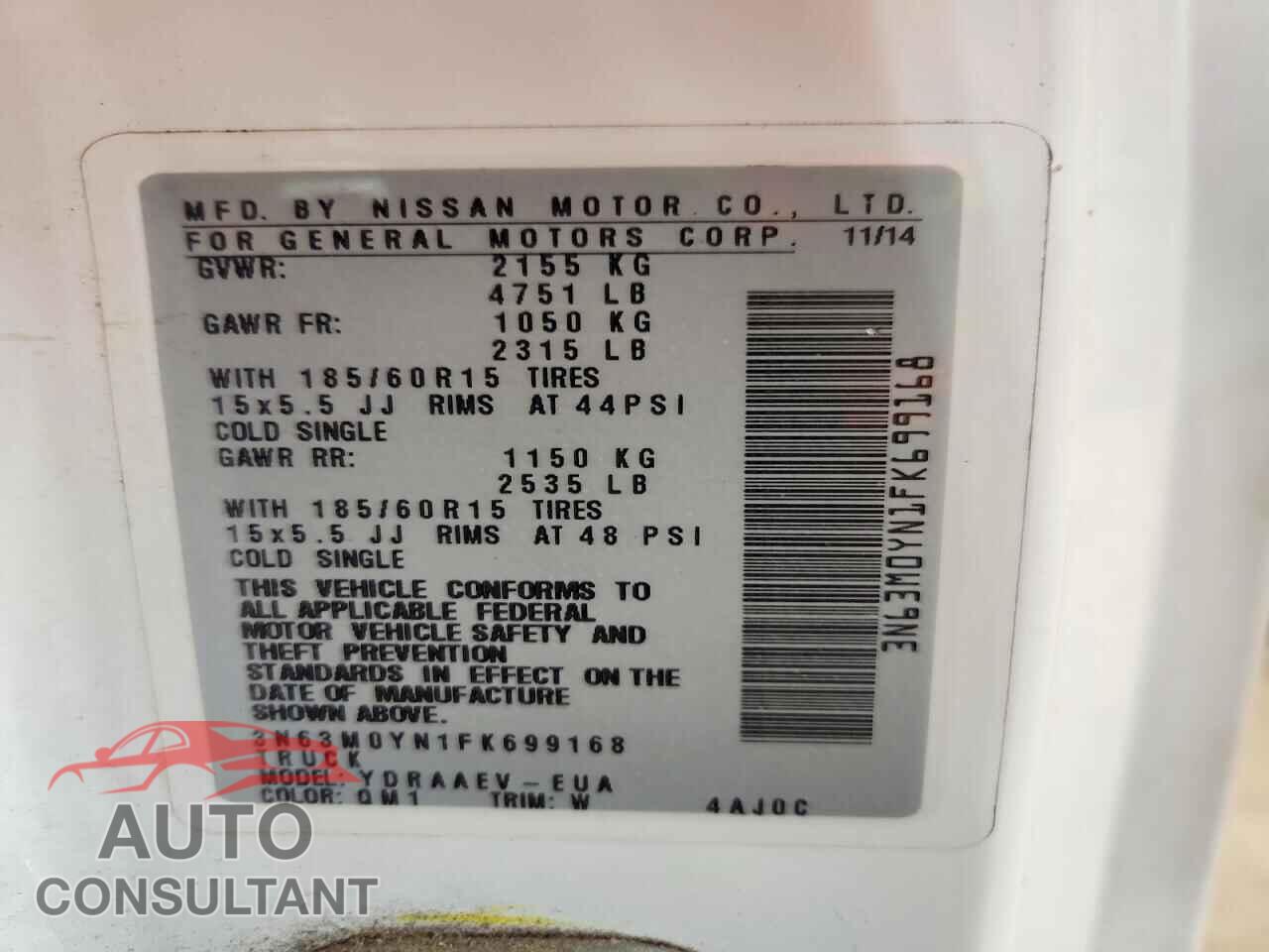CHEVROLET EXPRESS 2015 - 3N63M0YN1FK699168