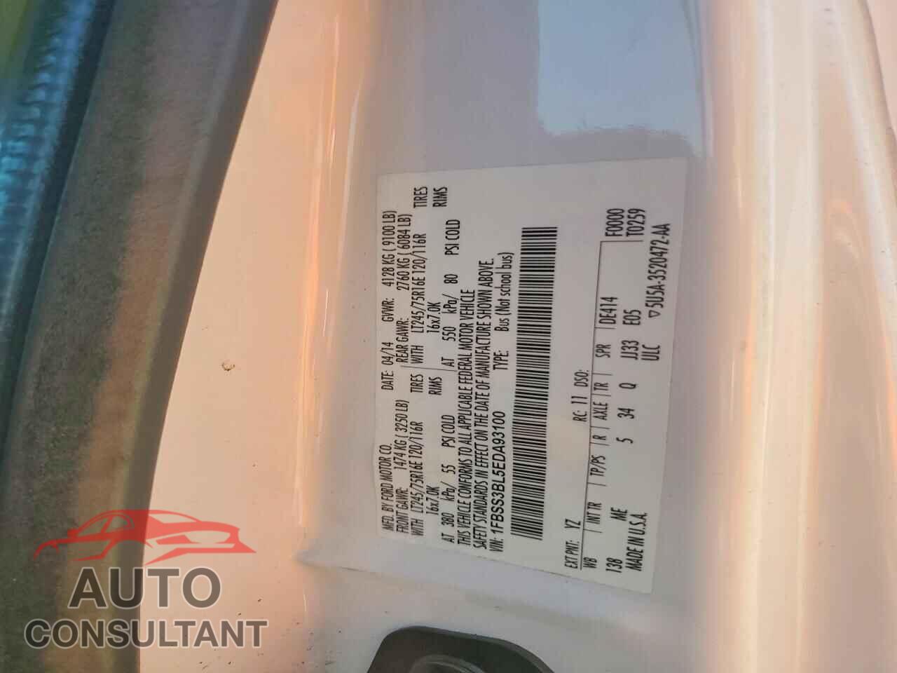 FORD ECONOLINE 2014 - 1FBSS3BL5EDA93100