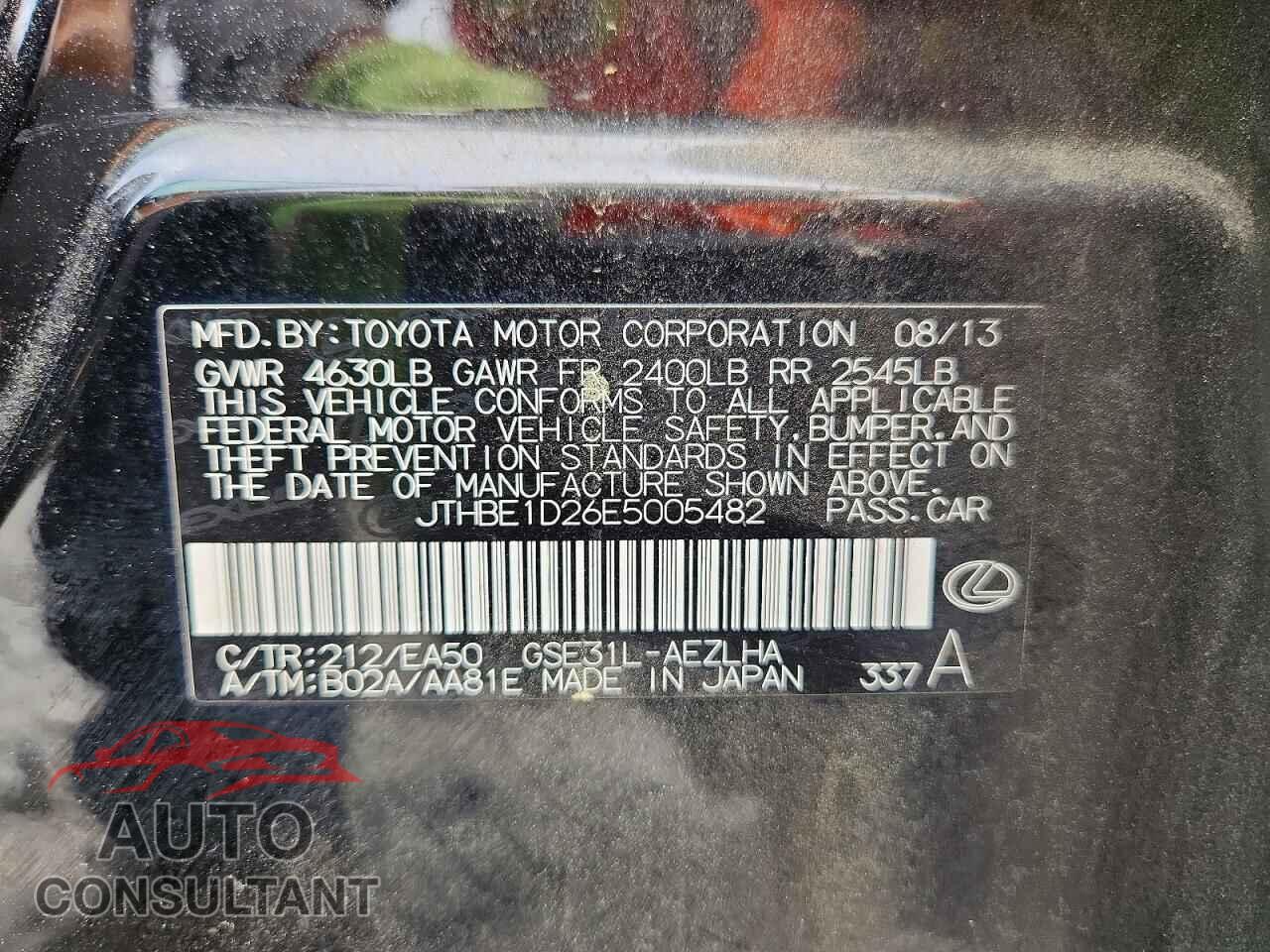 LEXUS IS 2014 - JTHBE1D26E5005482