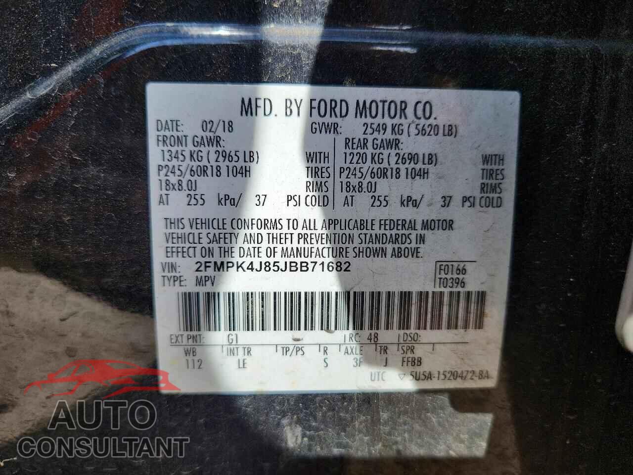 FORD EDGE 2018 - 2FMPK4J85JBB71682