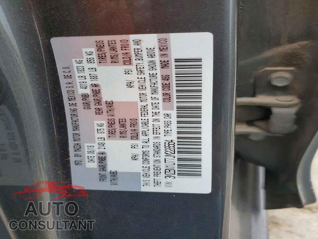 MAZDA 3 2018 - 3MZBN1U77JM228564