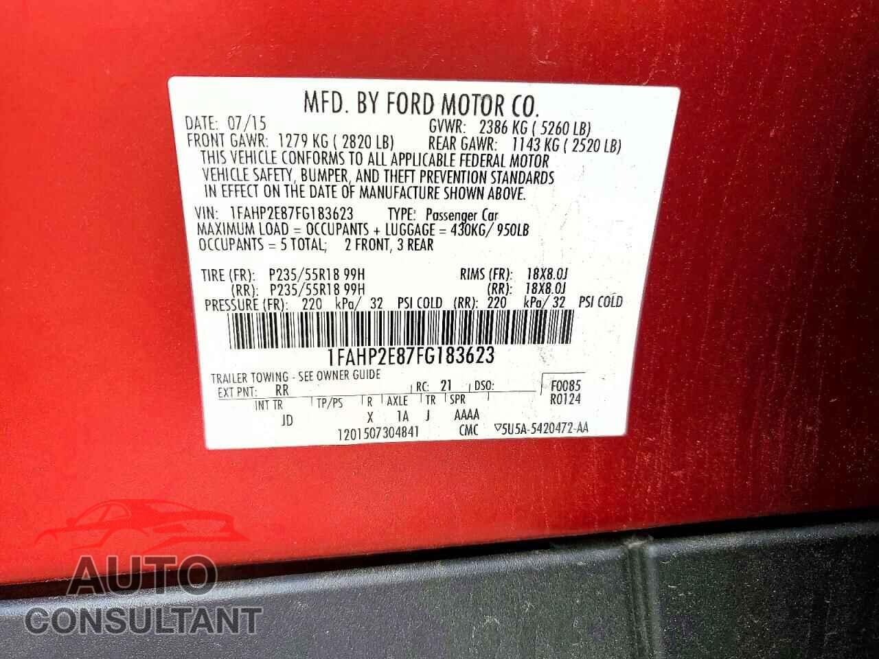 FORD TAURUS 2015 - 1FAHP2E87FG183623