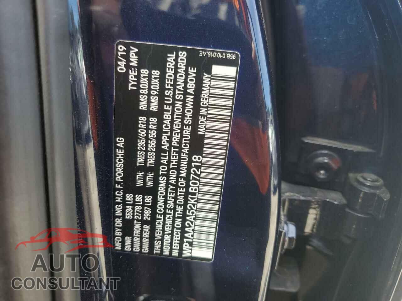 PORSCHE MACAN 2019 - WP1AA2A52KLB07218