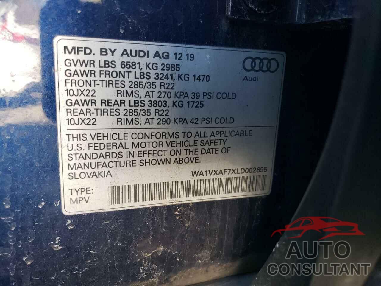 AUDI Q7 2020 - WA1VXAF7XLD002695