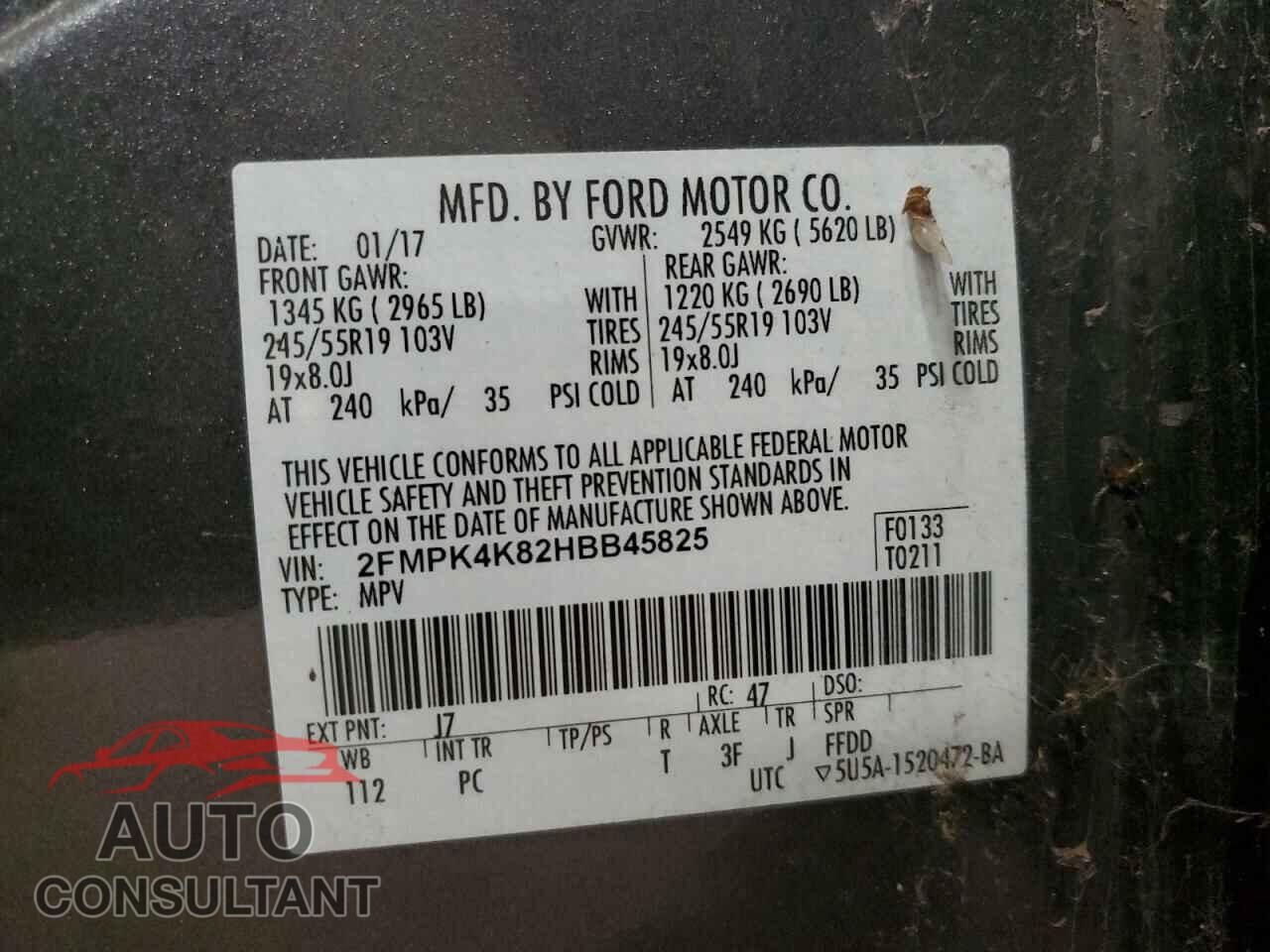 FORD EDGE 2017 - 2FMPK4K82HBB45825
