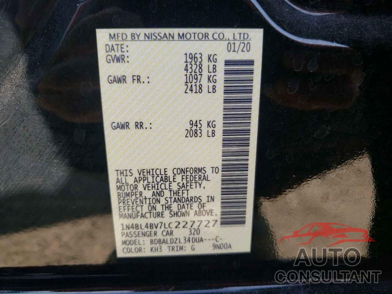 NISSAN ALTIMA 2020 - 1N4BL4BV7LC227727