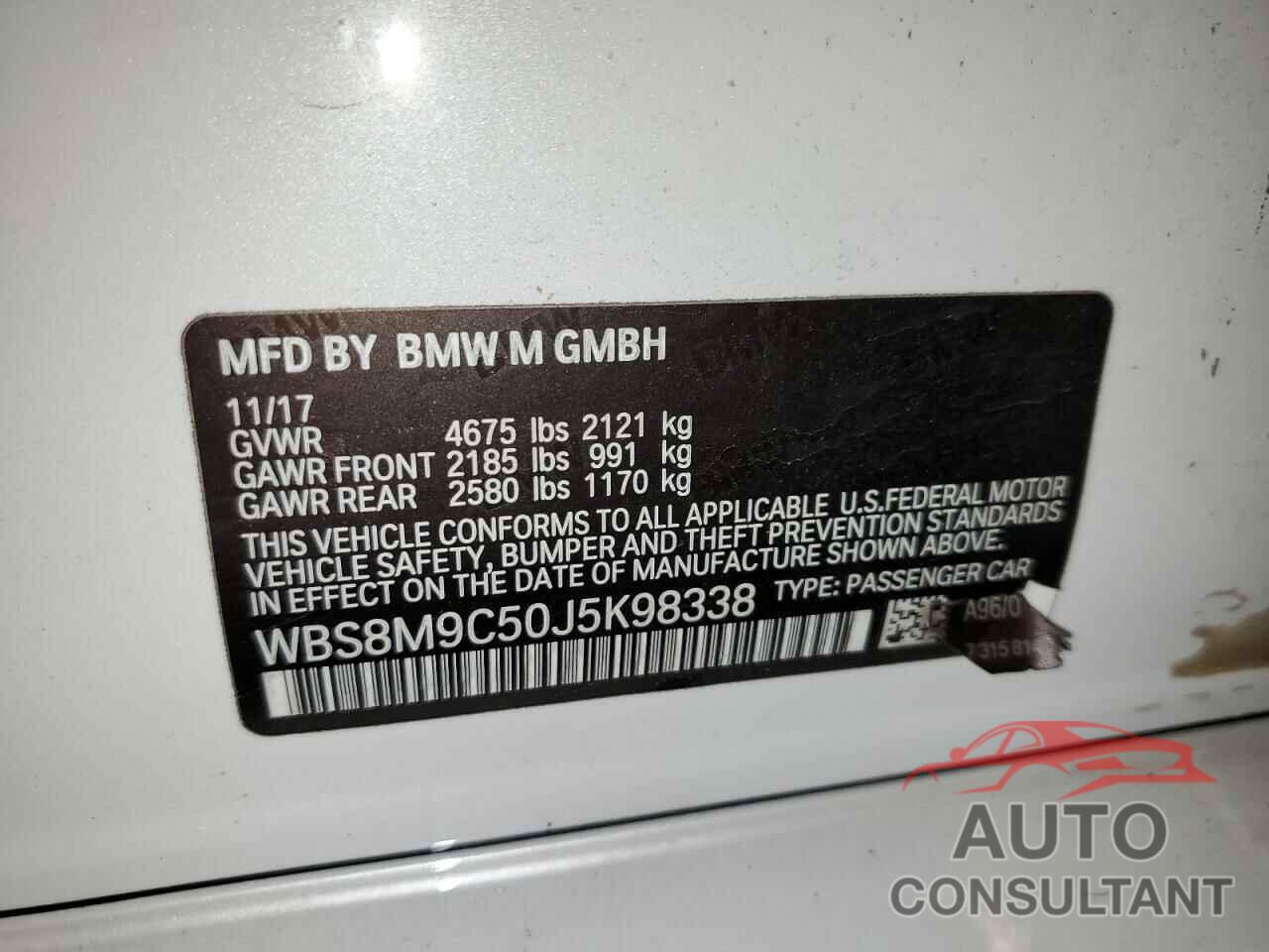 BMW M3 2018 - WBS8M9C50J5K98338