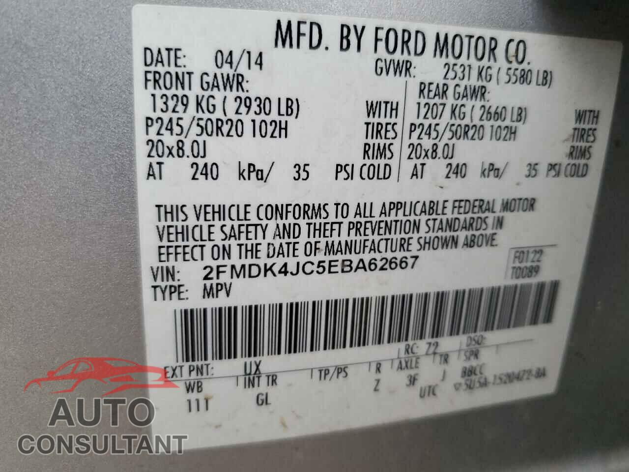 FORD EDGE 2014 - 2FMDK4JC5EBA62667