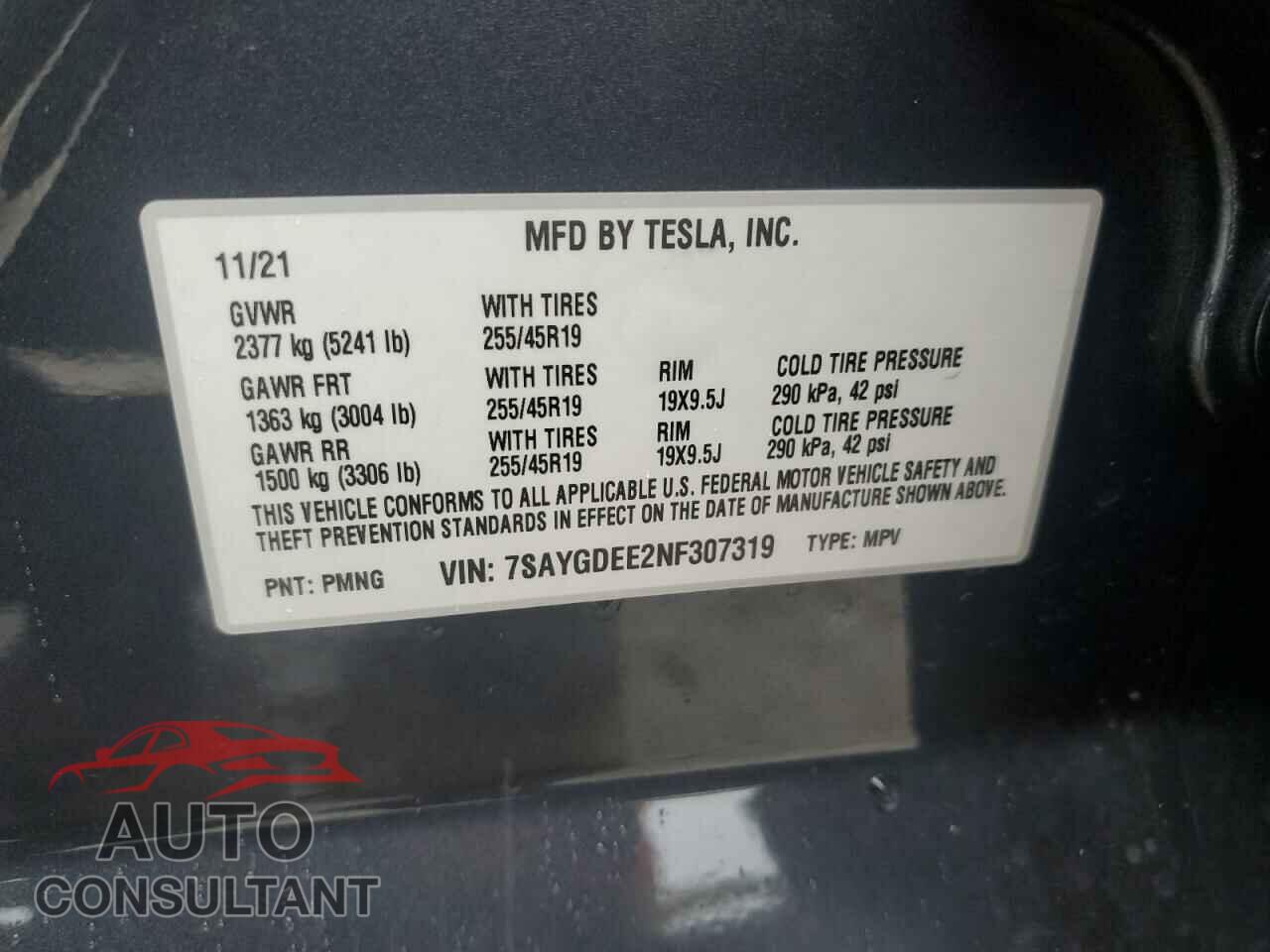 TESLA MODEL Y 2022 - 7SAYGDEE2NF307319